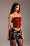 Crimson Croc Print Strapless Top