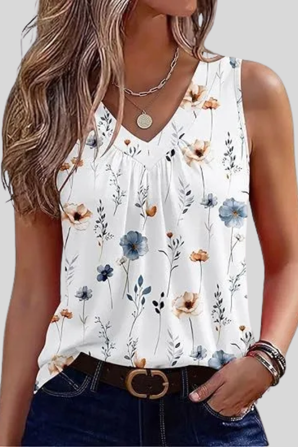 Boho Ruched V Neck Blouse