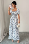 Floral Square Neck Puff Sleeve Jumpsuit