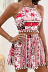 Playful Floral Halter Crop Set