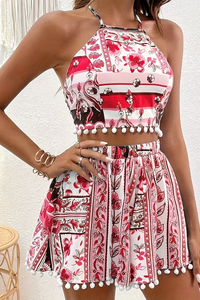 Playful Floral Halter Crop Set