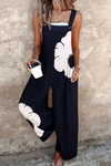Floral Print Wide Leg Overalls