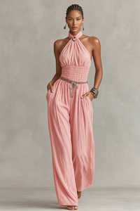 Pleated Halter Neck Jumpsuit
