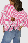 Striped Back Bow Summer Top