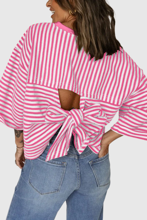 Striped Back Bow Summer Top
