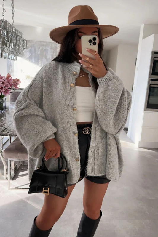 Oversized Knit Cardigan Sweater for Effortless Layering and Comfort