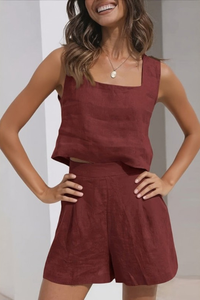 Airy Linen Shorts Set