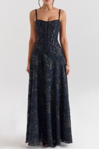 Floral Spaghetti Strap Formal Dress