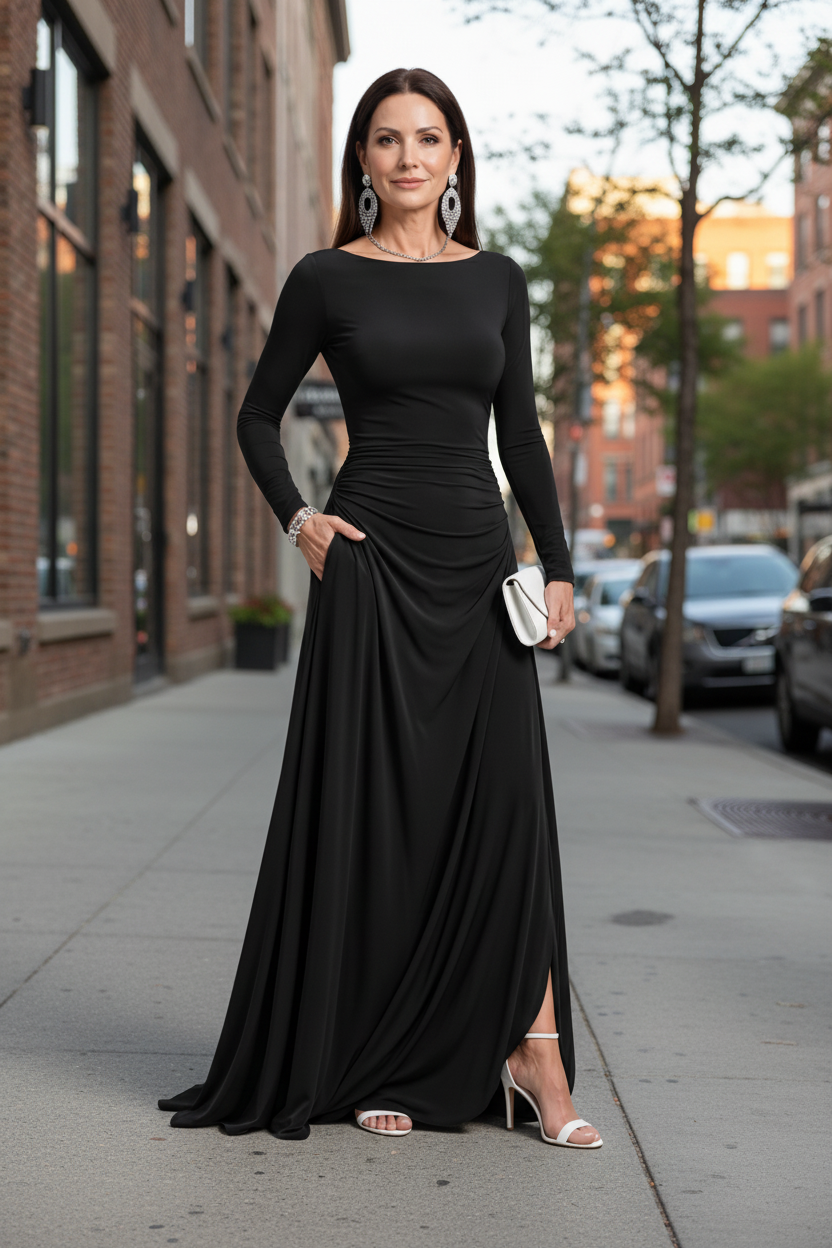 Comfortable Boat Neck Maxi Dress