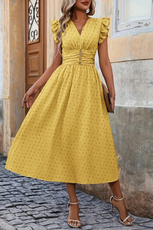 Bohemian Pleated Midi Dresses Chic