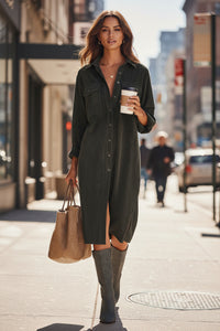 Relaxed Double-Pocket Midi Dress