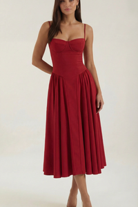 Floral Sweetheart Neck Midi Dress