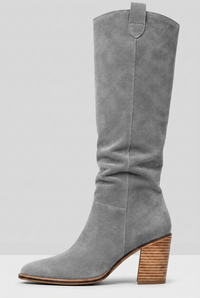 Knieshohe Stiefel mit Blockabsatz