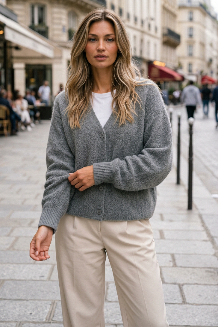 Strickjacke mit Knopfleiste und V-Ausschnitt