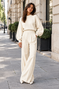 Relaxed Two-Piece Set with Straight Leg Pants