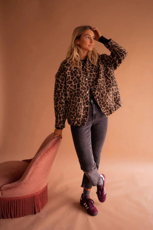 Leopardenmuster lässige Bomberjacke