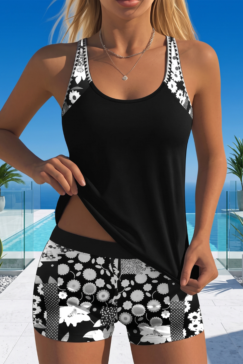 Printed Shorts Tankini Swim Set