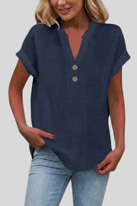 Elegant V Neck Button Blouse