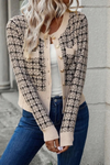 Chic Checked Knit Cardigan