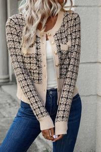 Chic Checked Knit Cardigan