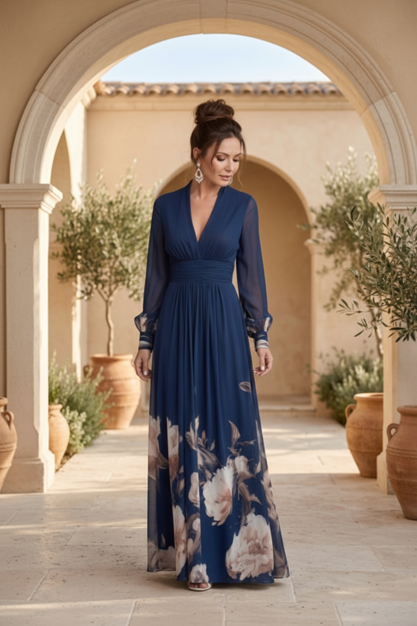 Twilight Whisper Pleated Maxi Dress