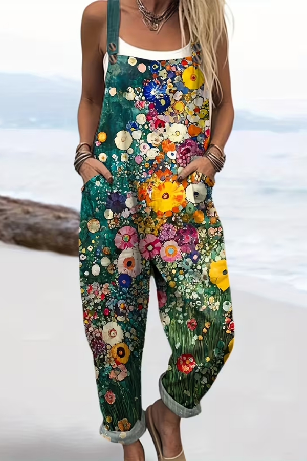 Floral Suspender Casual Jumpsuit