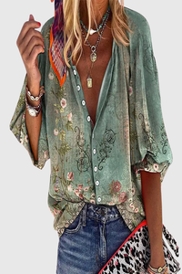 Floral Button Front Blouse
