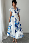 Floral Pleated Midi Dresses Vacation