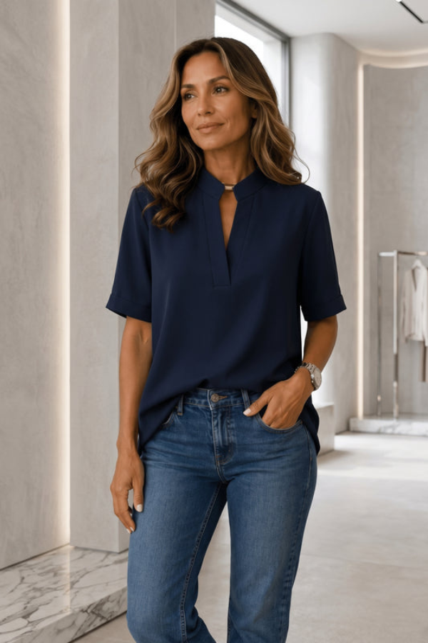 Zeitlose Eleganz V-Ausschnitt Bluse