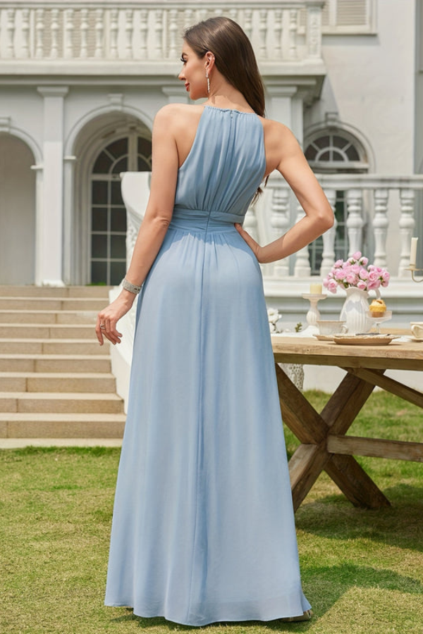 Bridal Halter Neck Keyhole Maxi Dresses