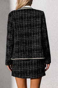 Polished Checkered Jacket Skirt Set