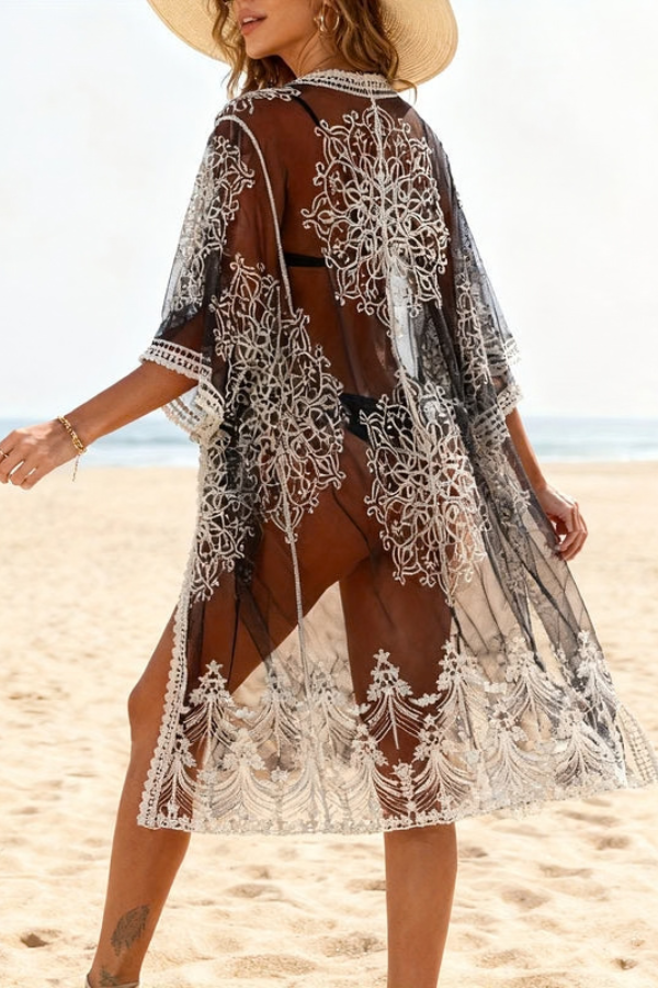 Boho Mesh Embroidered Dress