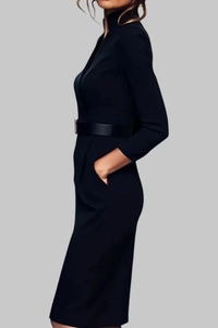 Refined Belted Midi Dress