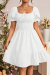 Graceful Pleated Square Neck Midi Dresses