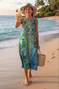 Sleeveless Mosaic Midi Dress
