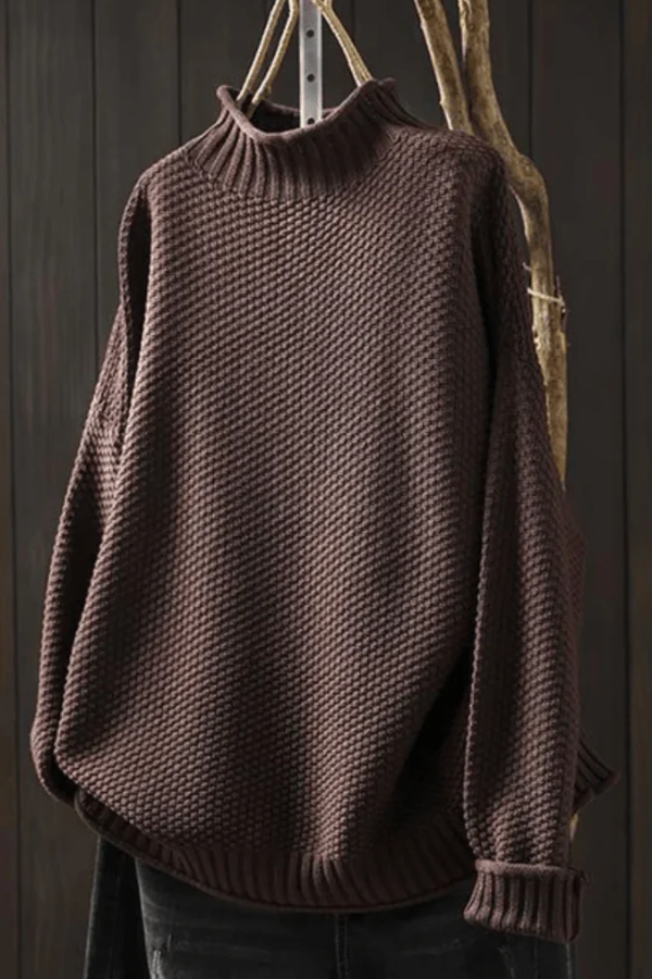 Textured Knit High Neck Sweater