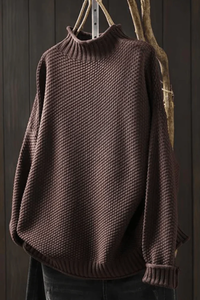 Textured Knit High Neck Sweater