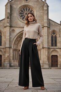 Fluid Wool Wide Leg Pants