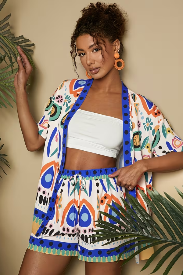 Vibrant Tropical Shorts Set
