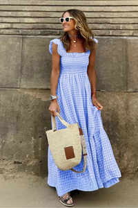 Bohemian Pleated Halter Neck Midi Dresses