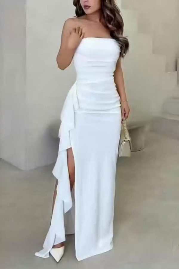 Bridal White Strapless Wrap Dress