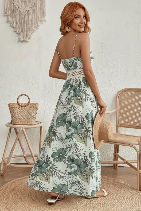 Floral V Neck Sleeveless Maxi Dress