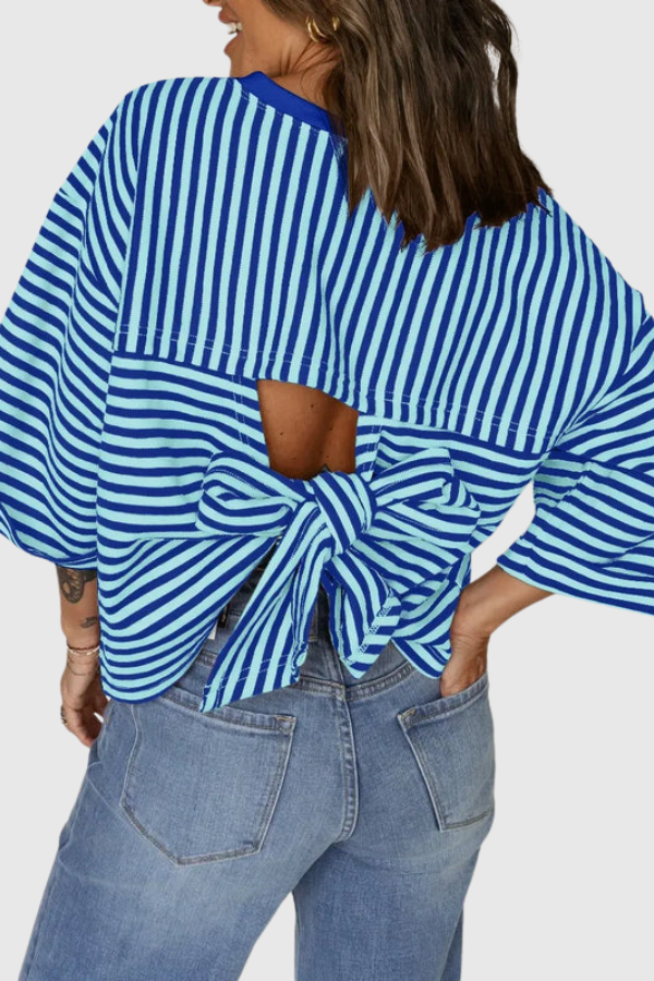 Striped Back Bow Summer Top