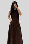 Chic Pleated Halter Neck Midi Dresses