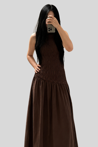 Chic Pleated Halter Neck Midi Dresses