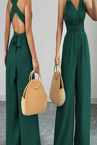 Eleganter weit geschnittener Jumpsuit mit Kreuzgurt