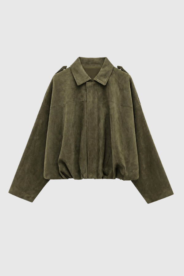Chic Lapel Bomber Jacket