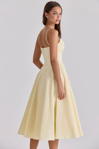 Gathered Bust Elegant Midi Dress