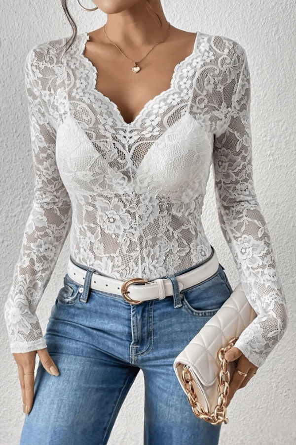 Chic Lace V Neck Top