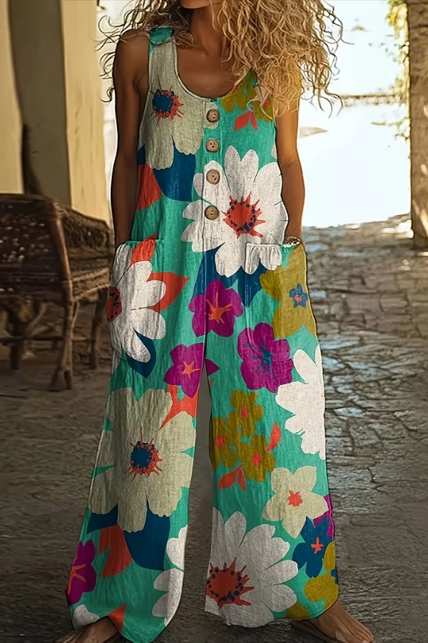Floral Pocket Wide Leg Jumpsuit